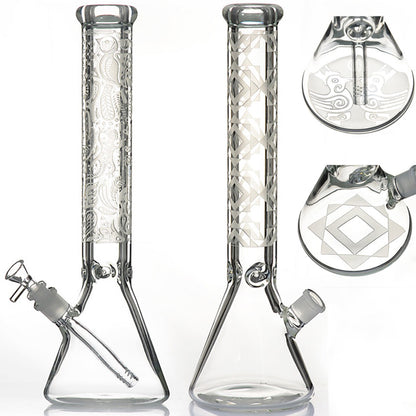 16" 9mm Super Heavy Beaker w/ Deep Sandblasting - Assorted Designs [WP-G-244]