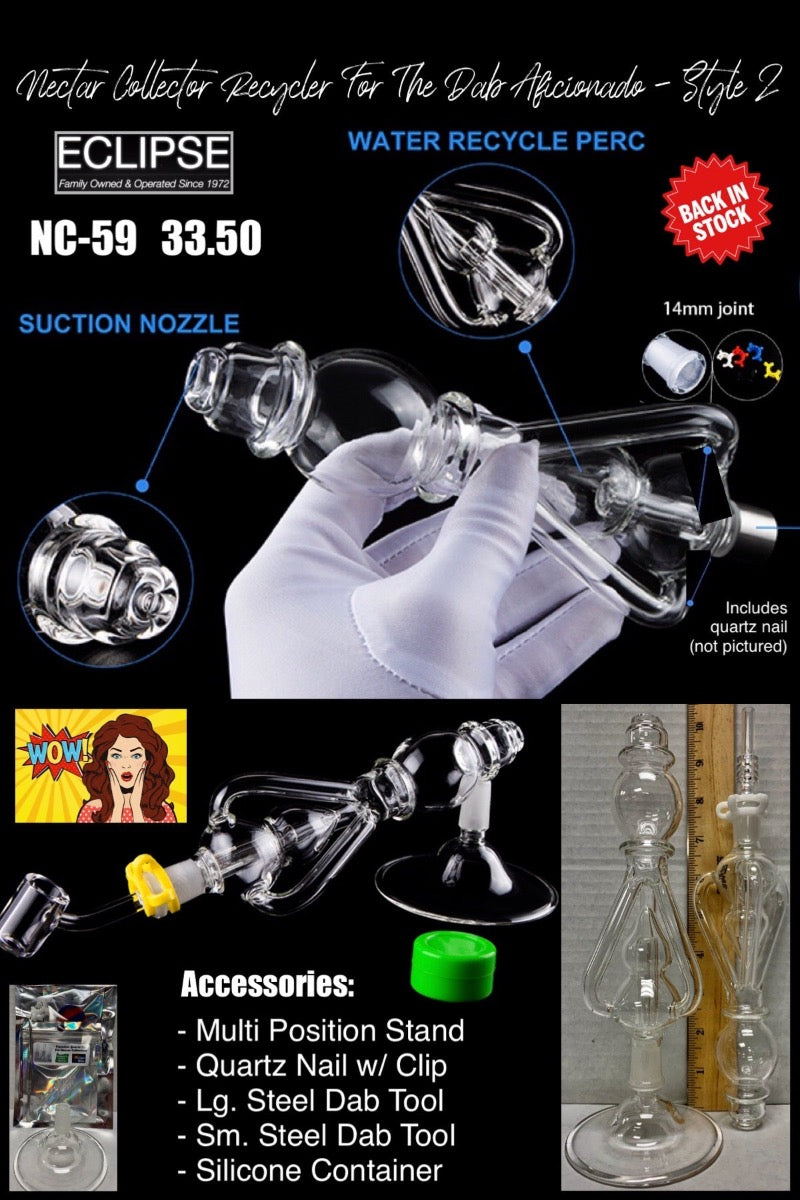 10.5" 14mm Glass Recycler Nectar Collector w/ Accessory Set [NC-G-59]