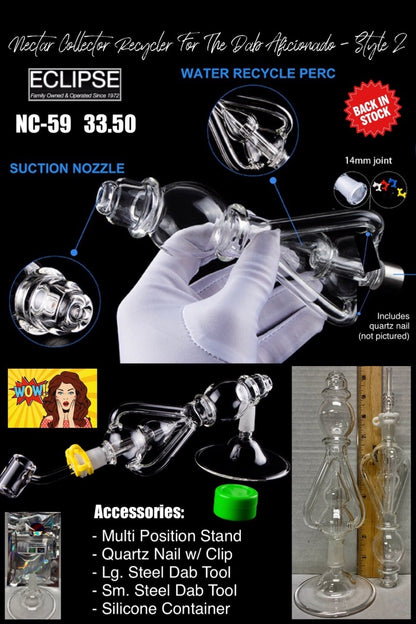 10.5" 14mm Glass Recycler Nectar Collector w/ Accessory Set [NC-G-59]
