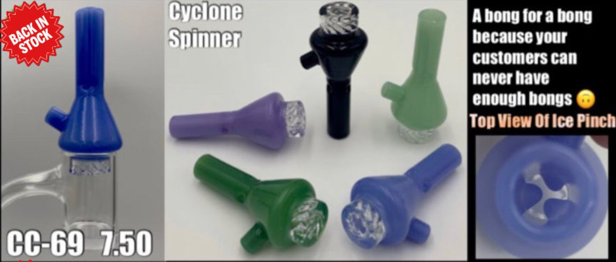 30mm Extra Tall Bong Shaped Cyclone Riptide Turbine Spinner Carb Cap - Assorted Colors [CC-G-69]