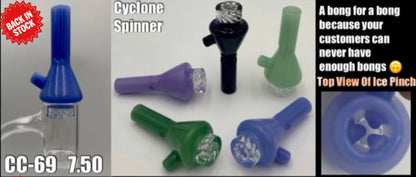 30mm Extra Tall Bong Shaped Cyclone Riptide Turbine Spinner Carb Cap - Assorted Colors [CC-G-69]