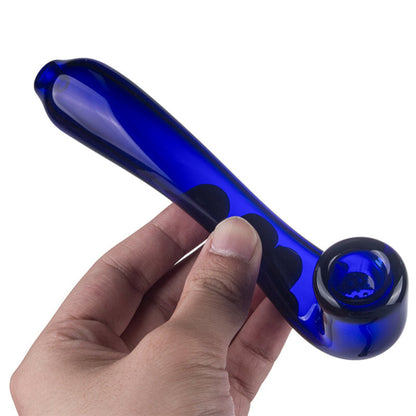 6.5” - 7” X-Large Glass Sherlock Hand Pipe w/ Built-In Screen - Now Choose From 10 Colors! [HP-G-195]
