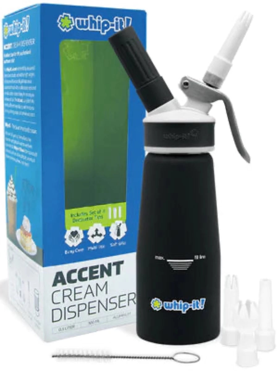 Whip-it! Accent Rubber-Coated Whipped Cream Dispensers -  1/3 or 1/2 Liter - Assorted Colors [Disp-WI-A]