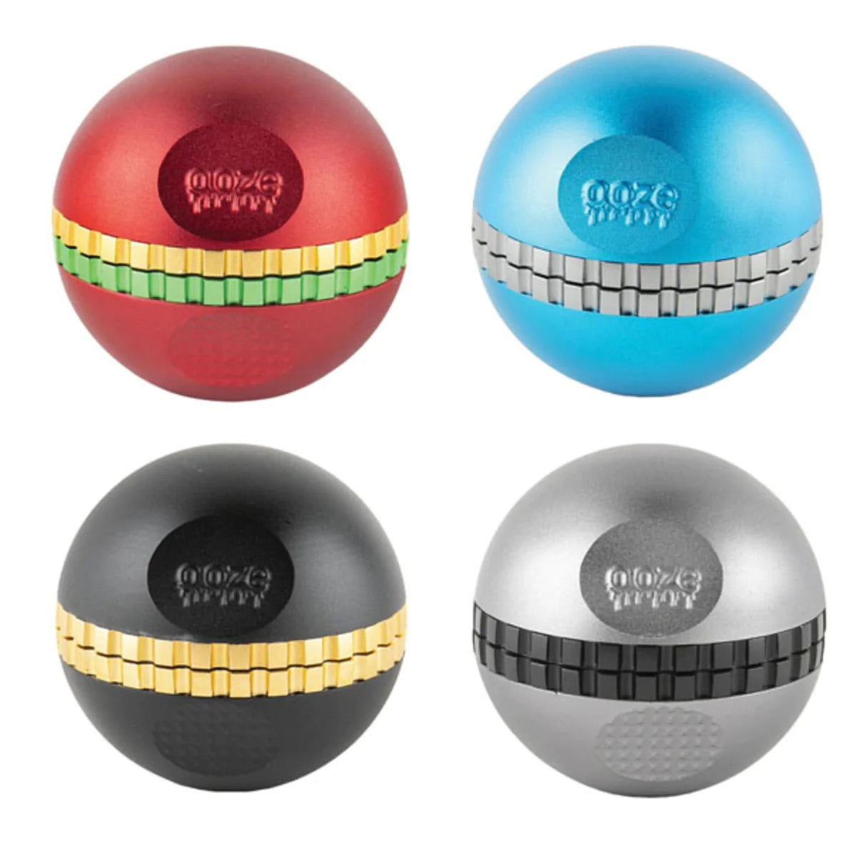 4-Piece Ooze Saturn Grinder w/ Built-In Stash Jar & Velvet Bag - 50mm - Green  [GR-15-Green]