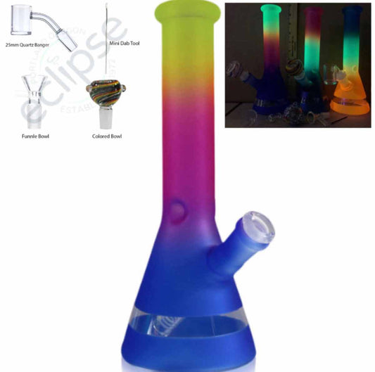 10" Beaker w/ Matte UV Reflective Rainbow Design & Upgraded Accessory Pack [WP-G-161]