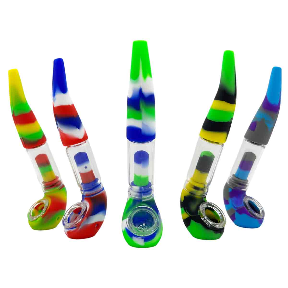 6.25" Silicone & Glass Bubbler - Assorted Colors [BUB-S-22]