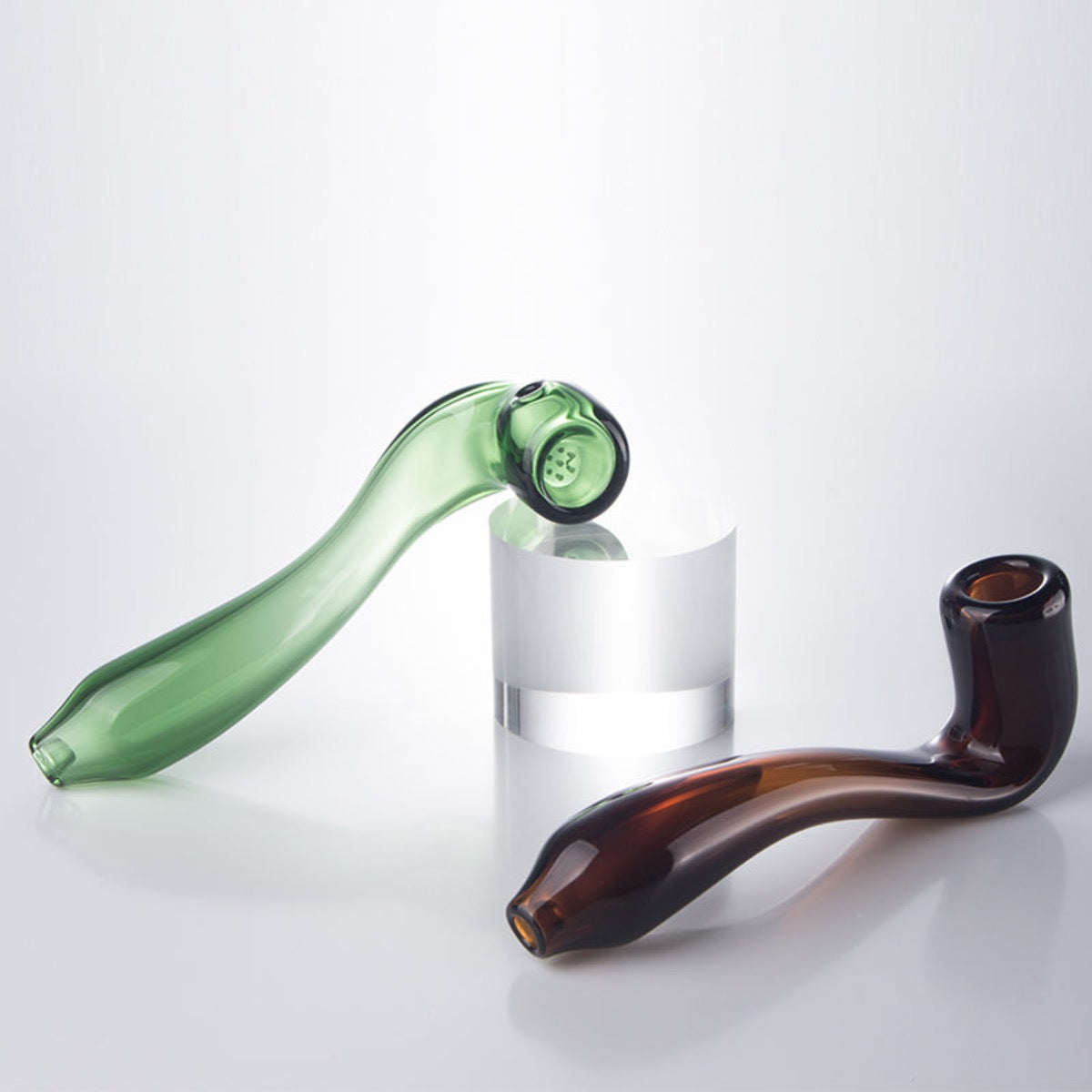6.5” - 7” X-Large Glass Sherlock Hand Pipe w/ Built-In Screen - Now Choose From 10 Colors! [HP-G-195]