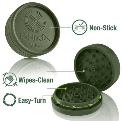 2-Piece GrindX American Made 55mm Herb Grinder - New Version - Assorted Colors [GR-X]