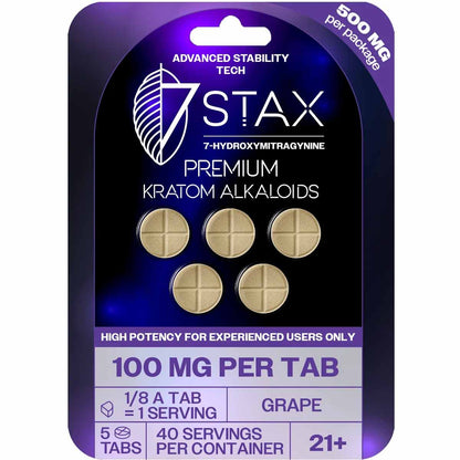 7Stax Extreme Premium 7-OH - 8 Servings Per 100mg Tab - 3 Sizes & 5 Flavors [K-7Stax]