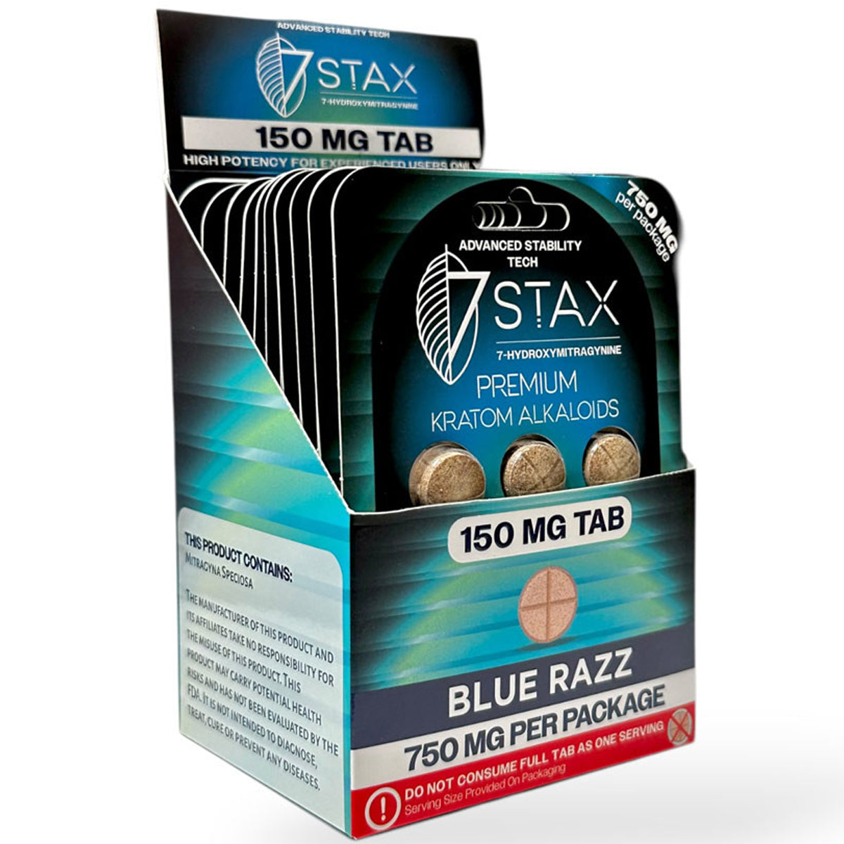 NEW 7Stax Extreme Premium 7-OH 150mg Tabs - Now 2 Sizes & 3 Flavors! [K-7Stax150]