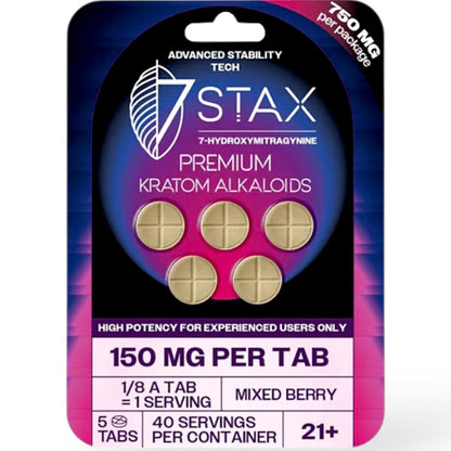 NEW 7Stax Extreme Premium 7-OH 150mg Tabs - Now 2 Sizes & 3 Flavors! [K-7Stax150]