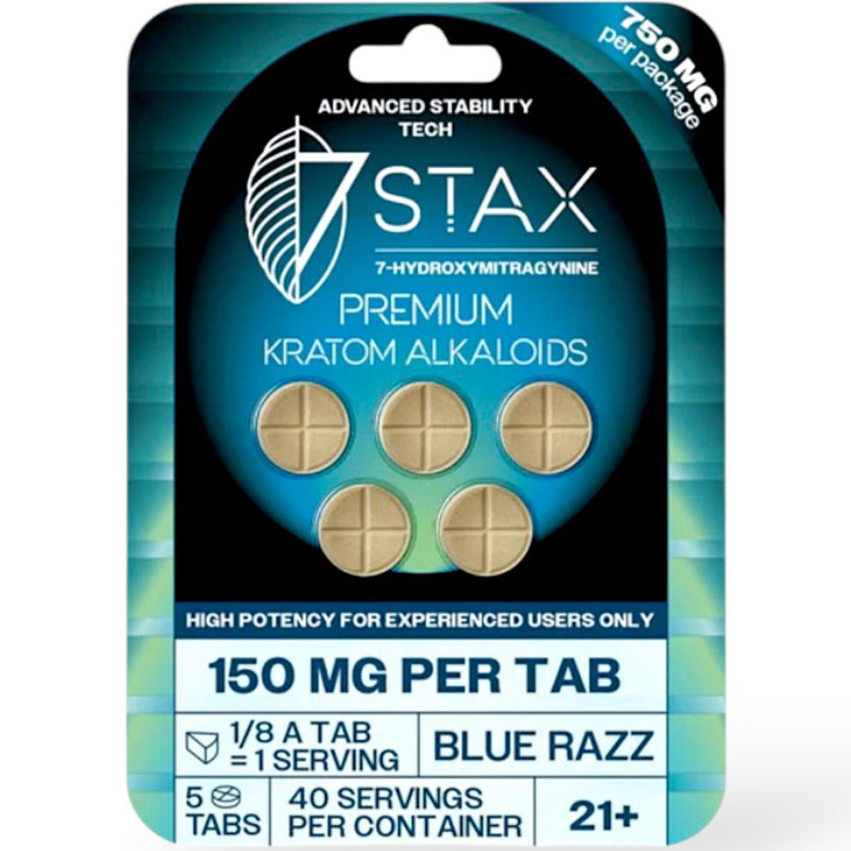 NEW 7Stax Extreme Premium 7-OH 150mg Tabs - Now 2 Sizes & 3 Flavors! [K-7Stax150]
