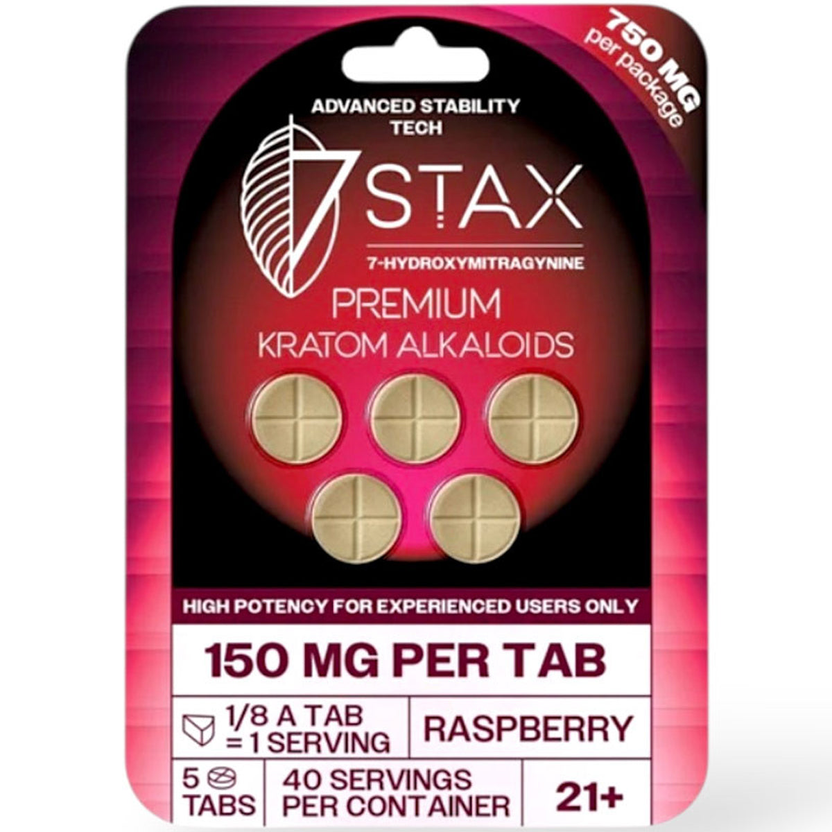 NEW 7Stax Extreme Premium 7-OH 150mg Tabs - Now 2 Sizes & 3 Flavors! [K-7Stax150]