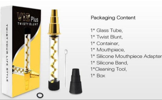 V12 Twisty Glass Blunt - Three Styles & Each Comes In 6 Colors [TWISTY]