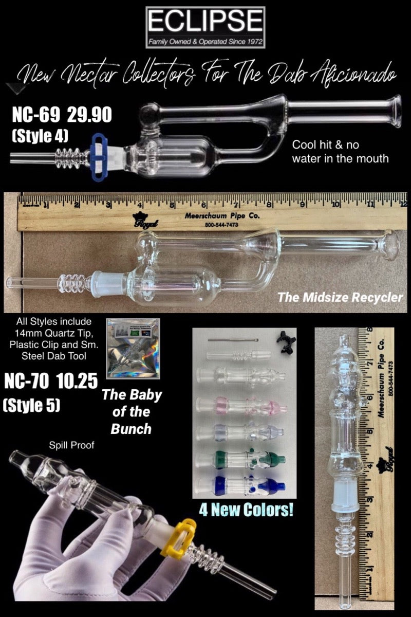 8" 14mm Glass Nectar Collector w/ Recycler Perc and Accessory Set  - Aficionado Line #5 [NC-G-70]