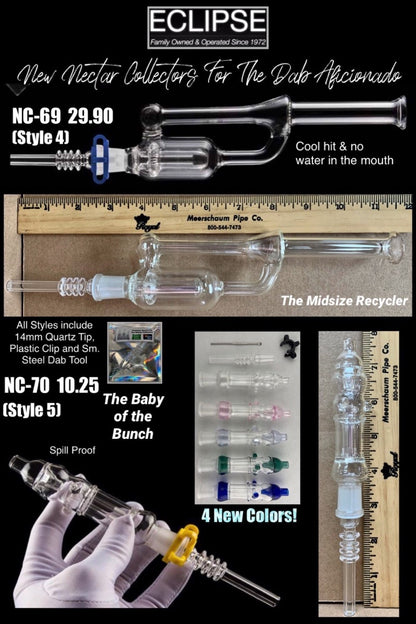 8" 14mm Glass Nectar Collector w/ Recycler Perc and Accessory Set  - Aficionado Line #5 [NC-G-70]