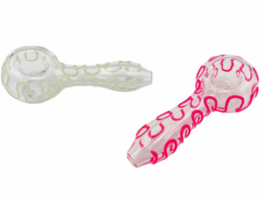 5” Glow-in-the-Dark Glass Swirls Hand Pipe [HP-G-173]