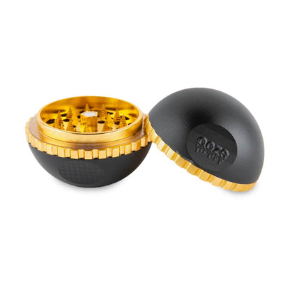 4-Piece Ooze Saturn Grinder w/ Built-In Stash Jar & Velvet Bag - 50mm - Black [GR-15-Black]