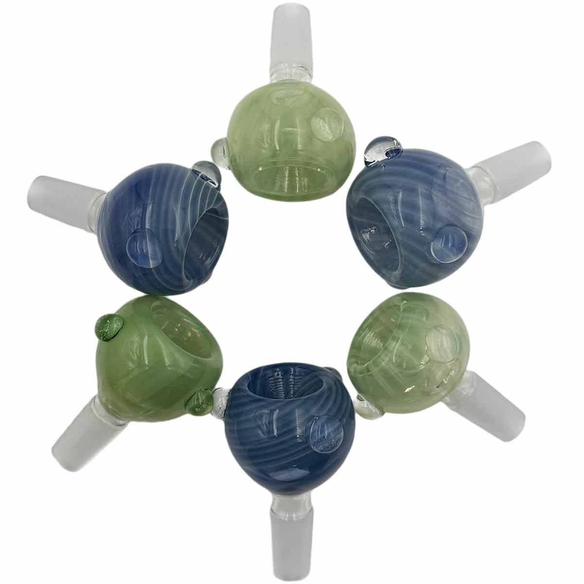 14mm Thick Premium Quality Swirly Glass Bowls - Blue & Green [GB-50B]