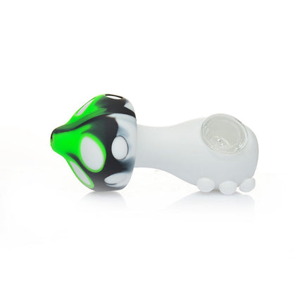 4.5" Silicone Mushroom Pipe w/ Glass Bowl - Assorted Colors [HP-S-118]