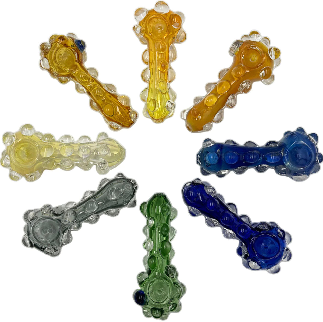5" 150 Gram Heavy Glass Hand Pipe w/ Marble Accents - Assorted Colors [HP-G-233]