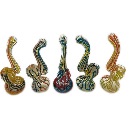 6.5" Lg. Fumed Glass Sherlock Bubbler (Larger than pictured) - Assorted Colors [BUB-G-M14]