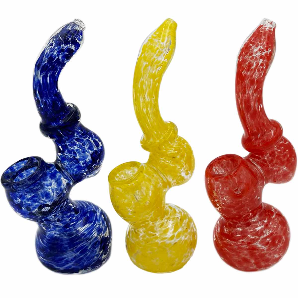 6.5” - 7.5" Heavyweight Glass Sherlock Bubbler - Assorted Colors [BUB-G-M9]