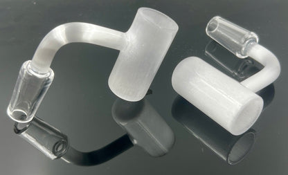 20mm Flat Top Reflective Milky Quartz Banger w/ Extra Tall Bucket - 14M 90° [QB-20M]