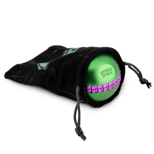 4-Piece Ooze Saturn Grinder w/ Built-In Stash Jar & Velvet Bag - 50mm - Green  [GR-15-Green]