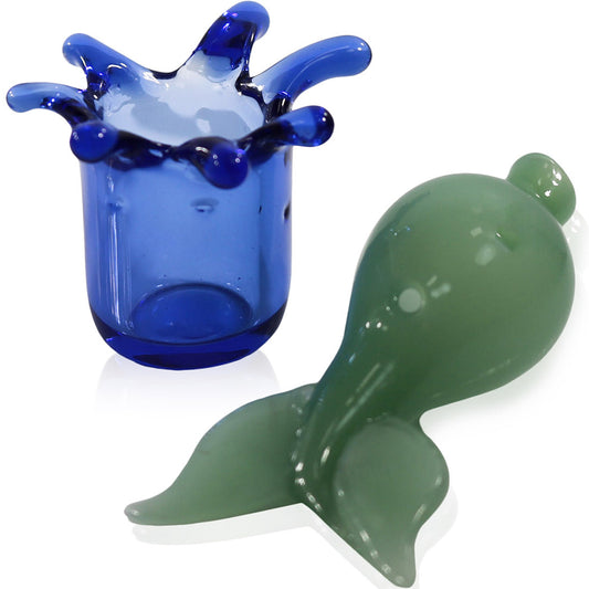 28mm Bubble Style Glass Dolphin Tail Carb Cap w/ Holder [CC-G-50]
