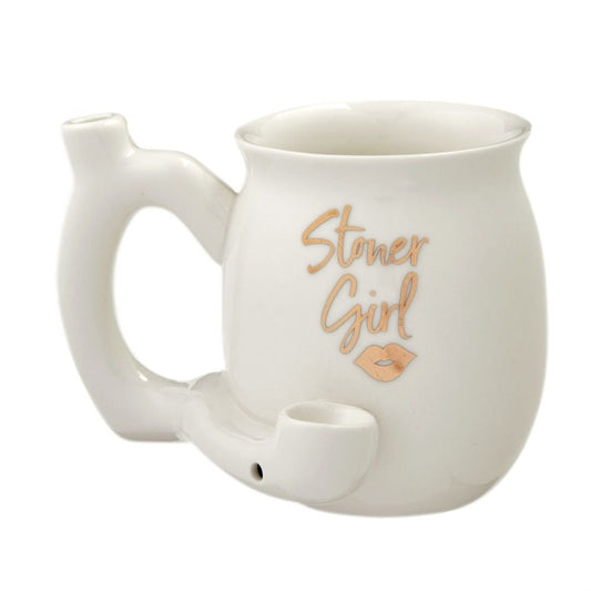 Roast & Toast Ceramic Coffee Mug & Pipe w/ Gift Box - White Stoner Girl [CM-C-FC-25]