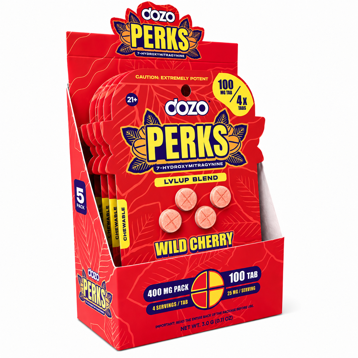 DOZO PERKS 7-OH - 4Ct & NEW 10Ct 100mg Tabs - 5 Flavors [K-DP-4C-100]