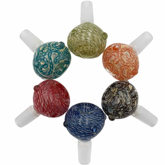 14mm Thick Premium Quality Squiggle Glass Bowls - Assorted Colors [GB-51]