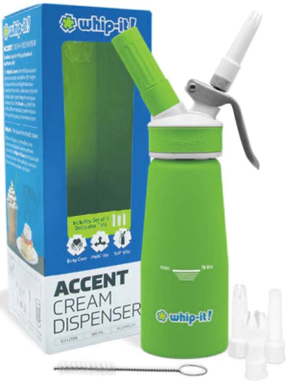 Whip-it! Accent Rubber-Coated Whipped Cream Dispensers -  1/3 or 1/2 Liter - Assorted Colors [Disp-WI-A]