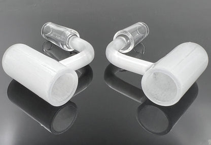 20mm Flat Top Reflective Milky Quartz Banger w/ Extra Tall Bucket - 14M 90° [QB-20M]