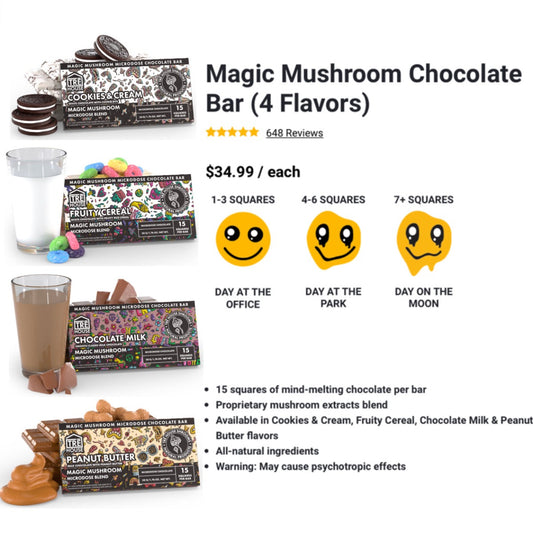 TRE’ House Extra Strength Magic Mushroom Chocolate Bars - Now 5 Flavors [C-TH-C]