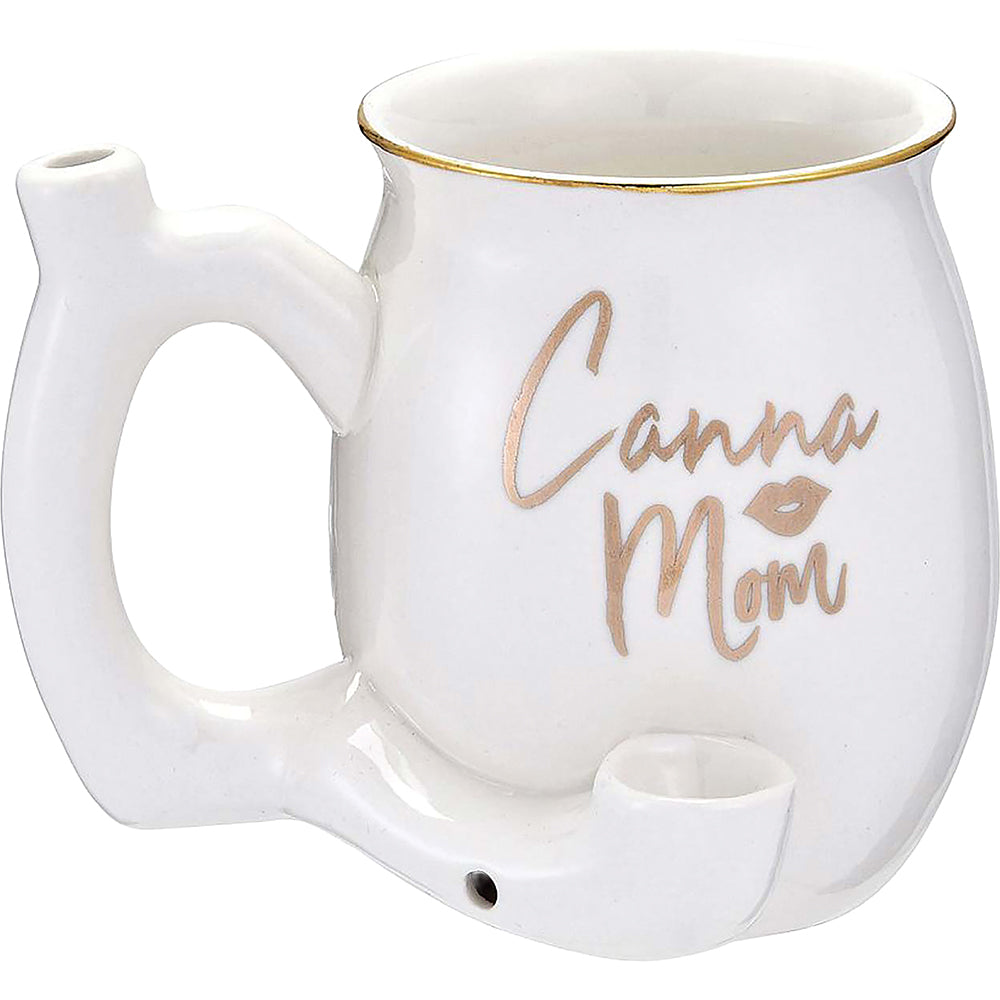 Roast & Toast Ceramic Coffee Mug & Pipe w/ Gift Box - White Canna Mom Mug [CM-C-FC-61]