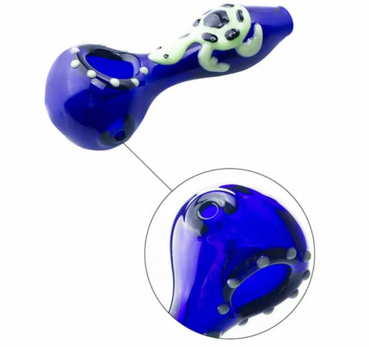 4" Glass Glow-in-the-Dark Turtle Hand Pipe [HP-G-131]