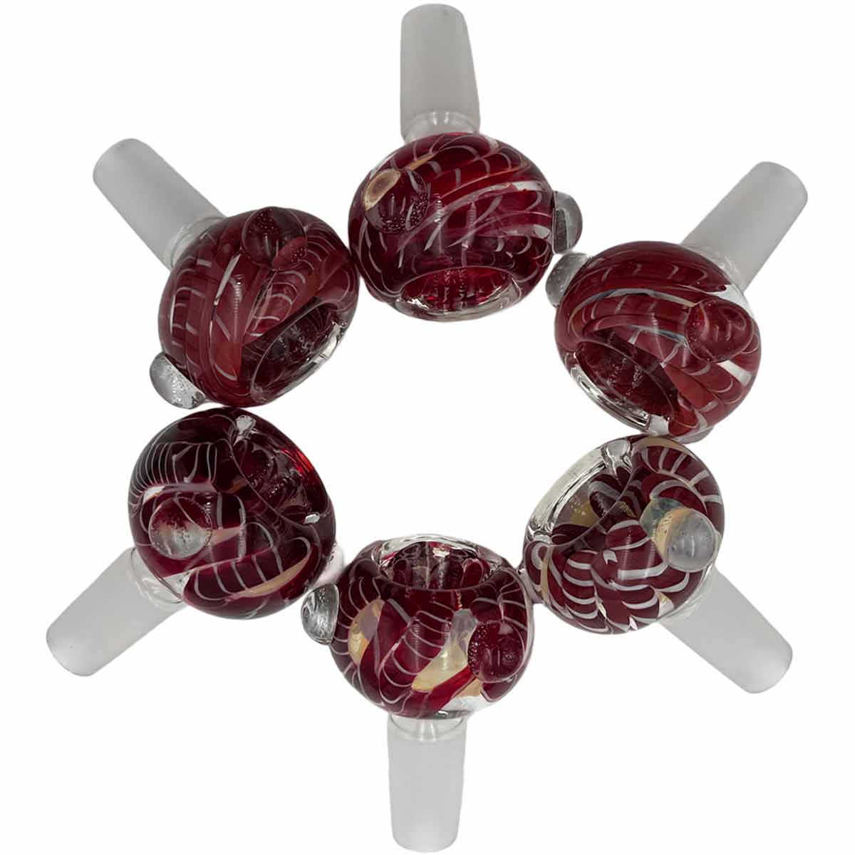 14mm Thick Premium Quality Abstract Glass Bowls - Red [GB-54]