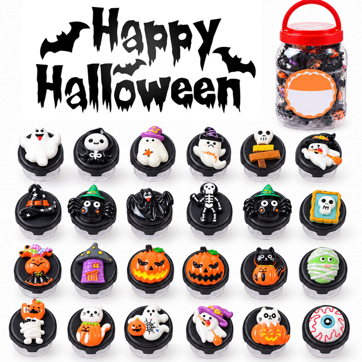 NEW! 6ml Silicone & Glass Container - Assorted 3D Halloween Prints [C-H-1UHW]