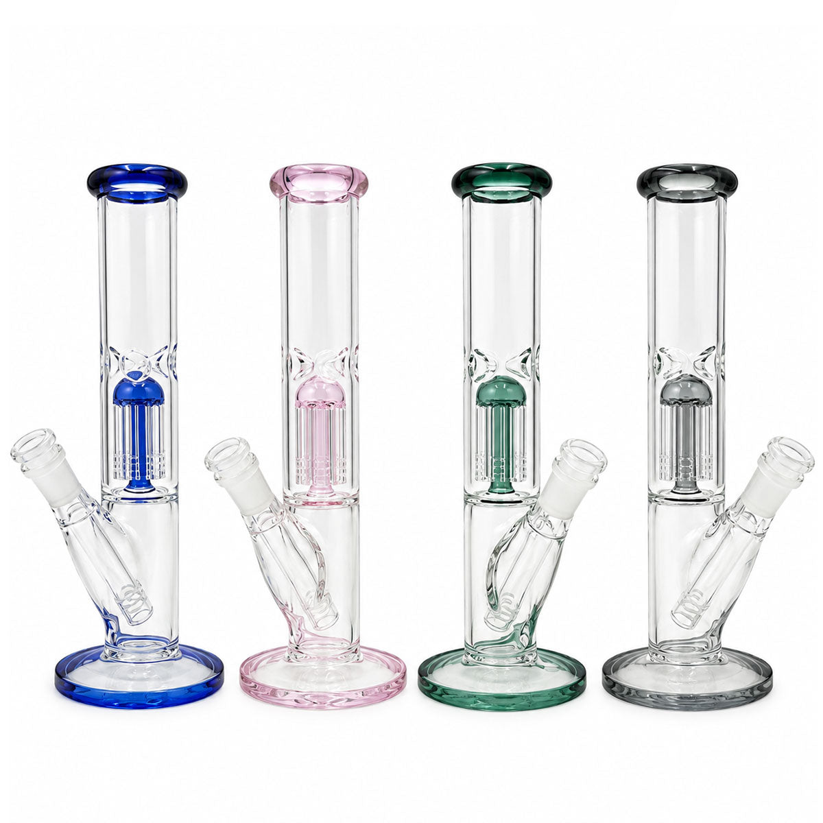 10” Straight Tube w/ Tree Perc - Assorted Colors [WP-G-279]