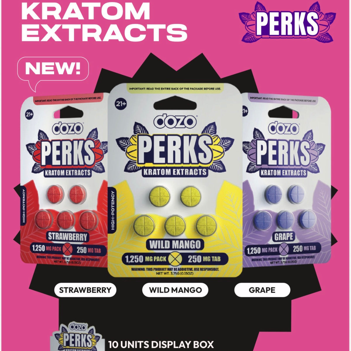 NEW DOZO Mitragynine Extract - 5Ct 250mg Tabs - 3 Flavors [K-DP-5C-250]
