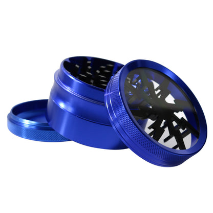 #GR1 62MM 4 PIECE HERB GRINDER WITH CLEAR TOP AND ANODIZED TEETH (ASSORTED COLORS)