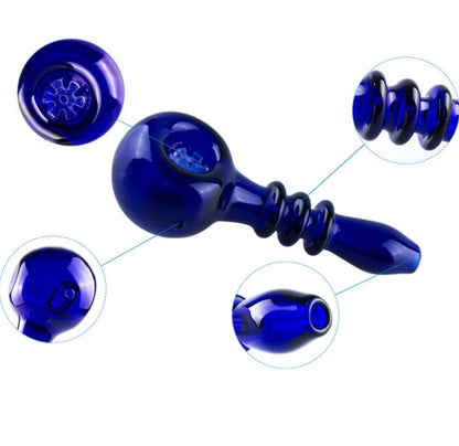 4.25 - 4.5" Glass Spoon Hand Pipe w/ Built-In Screen - Now  Choose From 11 Colors [HP-G-124]