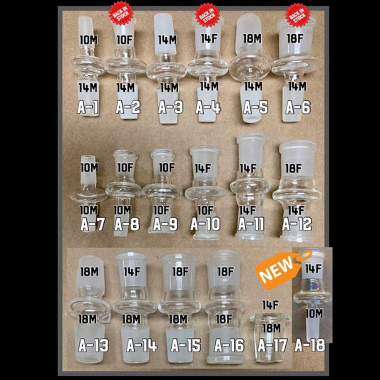 Adapters - Glass - All 19 Sizes in Stock! [A-1 -A-19]