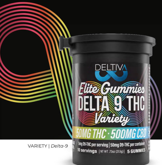 Deltiva Dispensary Grade Elite Gummies - 10 to 1 Ratio - D9 & CBD - Compliant (Under 0.3% THC) [C-DV-G]