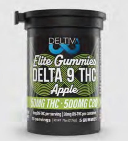 Deltiva Dispensary Grade Elite Gummies - 10 to 1 Ratio - D9 & CBD - Compliant (Under 0.3% THC) [C-DV-G]