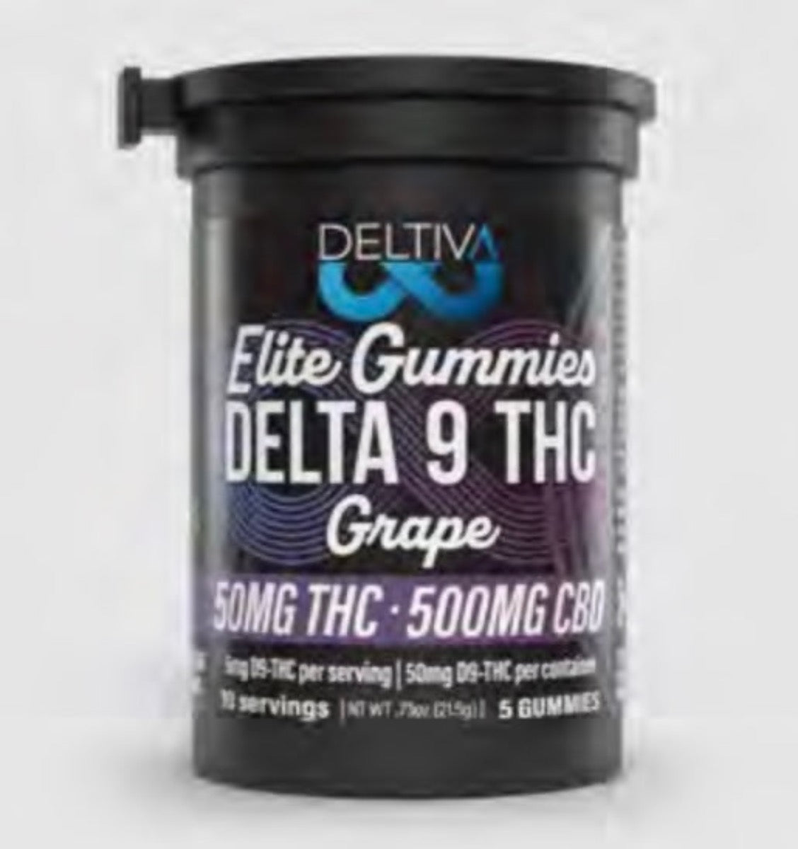 Deltiva Dispensary Grade Elite Gummies - 10 to 1 Ratio - D9 & CBD - Compliant (Under 0.3% THC) [C-DV-G]