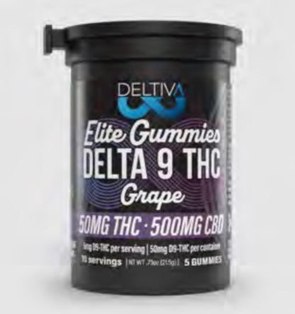 Deltiva Dispensary Grade Elite Gummies - 10 to 1 Ratio - D9 & CBD - Compliant (Under 0.3% THC) [C-DV-G]