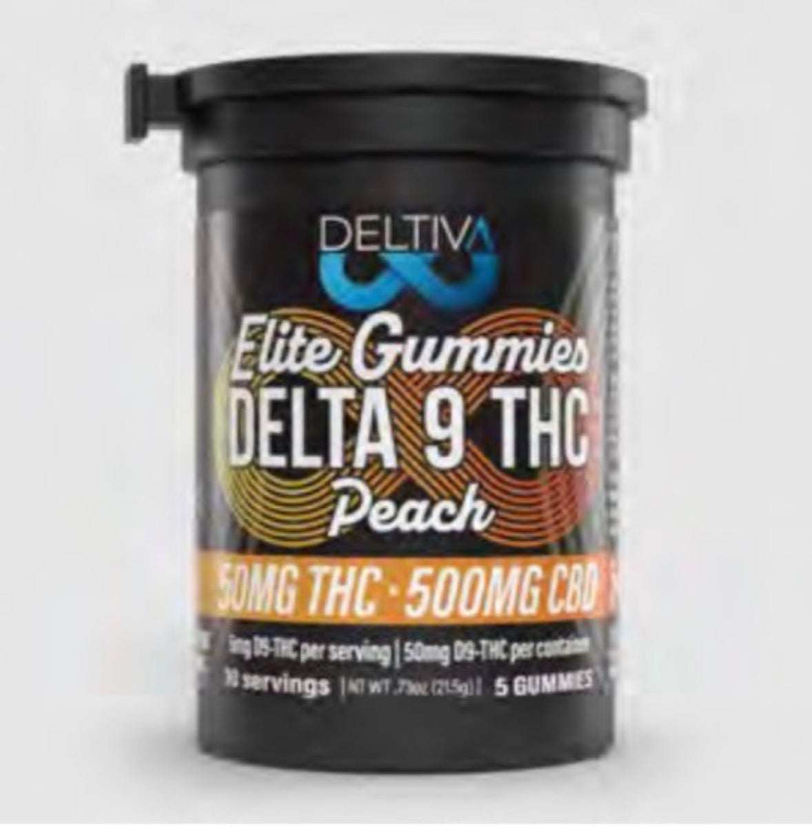 Deltiva Dispensary Grade Elite Gummies - 10 to 1 Ratio - D9 & CBD - Compliant (Under 0.3% THC) [C-DV-G]